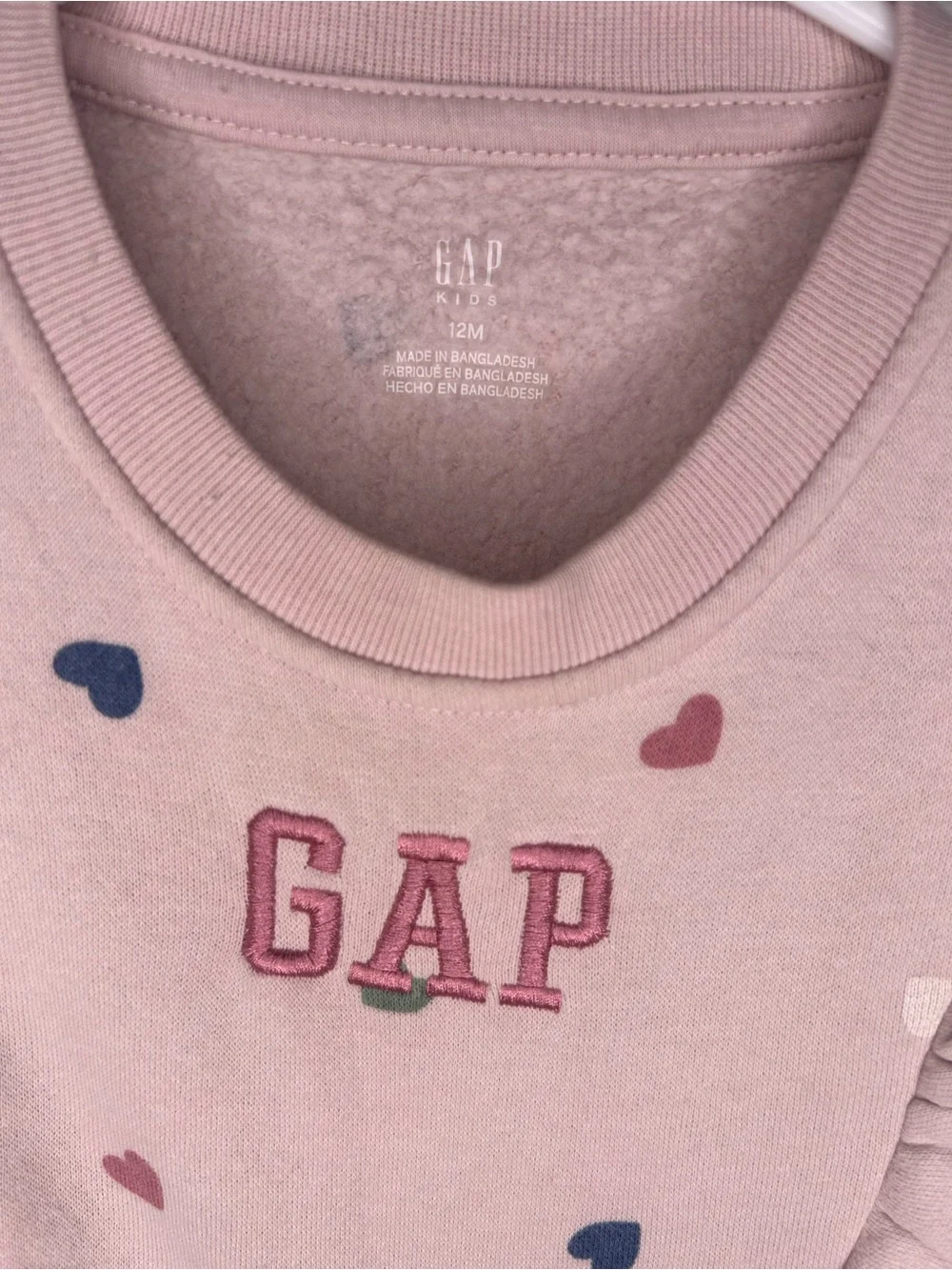 GAP Light Pink Heart Ruffle Pullover Sweatshirt
